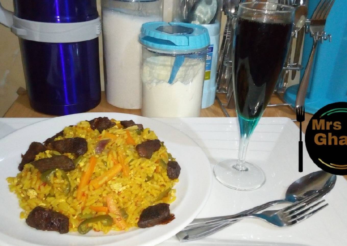 Jallof rice with grilled meat