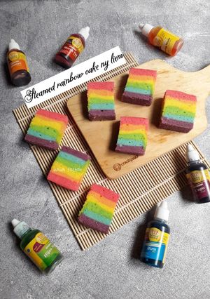 Foto resep Steamed rainbow cake ny liem