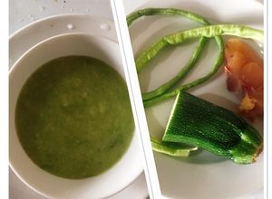 Hình của món Ăn dặm bé 7m: cháo thịt gà bí ngòi đỗ đũa.