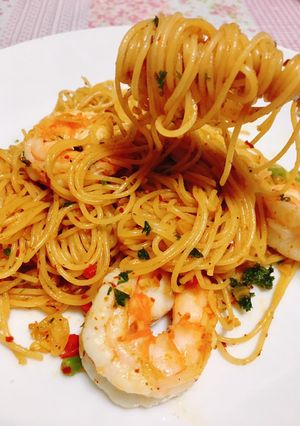 รูปของ สปาเก็ตตี้กุ้งผัดพริกป่น