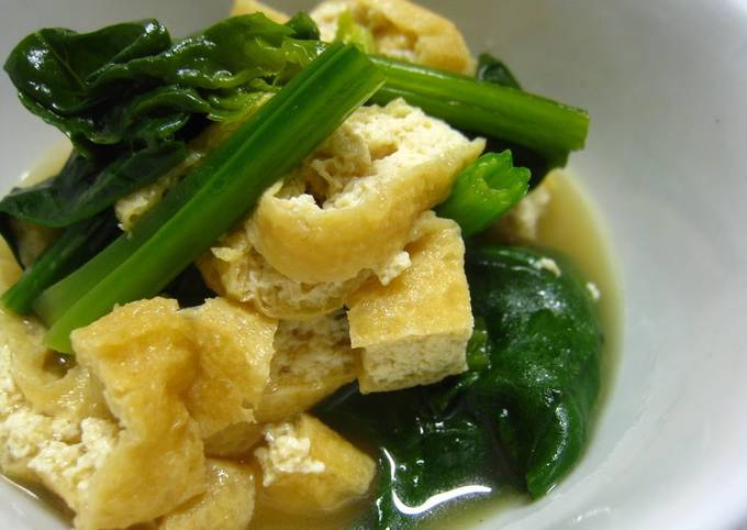 Simply Simmered Spinach & Fried Tofu Recipe