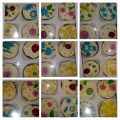 A picture of buttetcream cupcakes.