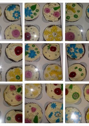 A picture of buttetcream cupcakes.