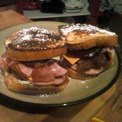 A picture of Brad's breakfast style monte cristo sandwich.