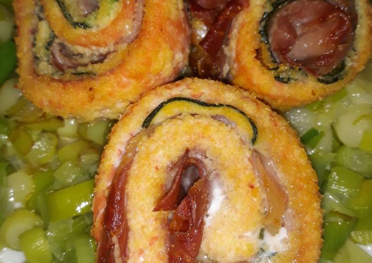 Rotolini di trota ripieni di zucchine e prosciutto crudo