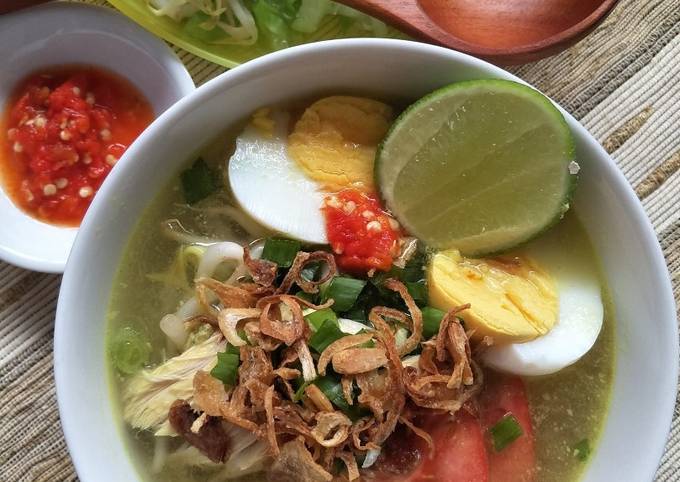 Recipe of Quick Indonesian Yellow Chicken Soup (Soto Ayam)