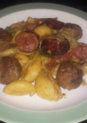 A picture of Chorizo And Meatball Pasta.