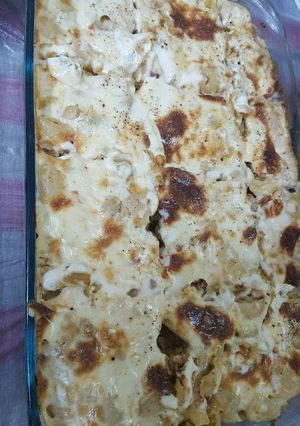 صورة لوصفة مكرونة بشاميل بشاورما الدجاج