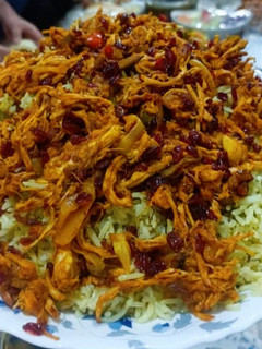 عکسی از دستور شوید پلو با مرغ ریش ریش
