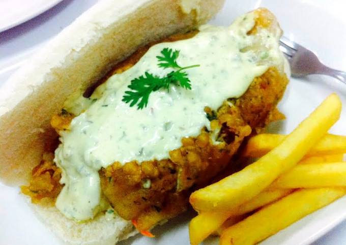 Recipe of Ultimate Crispy Fish Fillets sandwiches