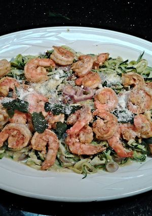 A picture of Shrimp Scampi with Zucchini Noodles.