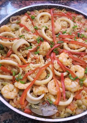 Una foto de Arroz a la marinera