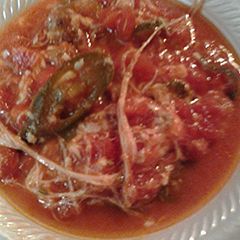 A picture of Spicy tomato sausage soup.