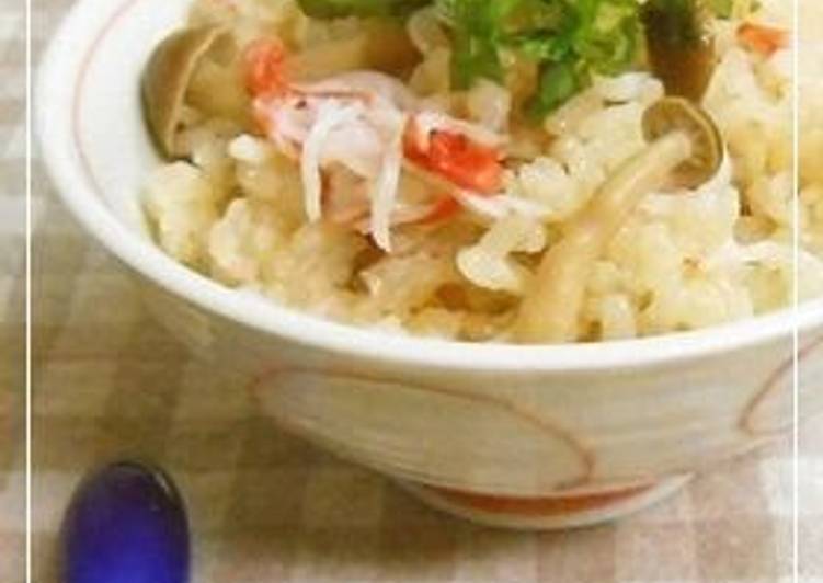 Recipe of Quick Crab Sticks and Shimeji Mushroom Rice