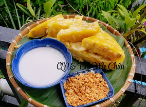 Hình của món Bánh chuối hấp nước cốt dừa.