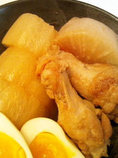 A picture of Frozen Daikon Radish and Chicken Wings Simmered In Mentsuyu.