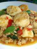 Stir-Fried Pork with Egg Tofu and Basil