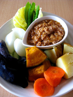 A picture of Warm Vegetables with Oyster Flavored Meat Miso.
