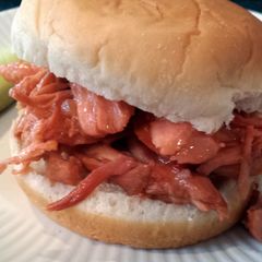 A picture of BBQ chicken sliders.
