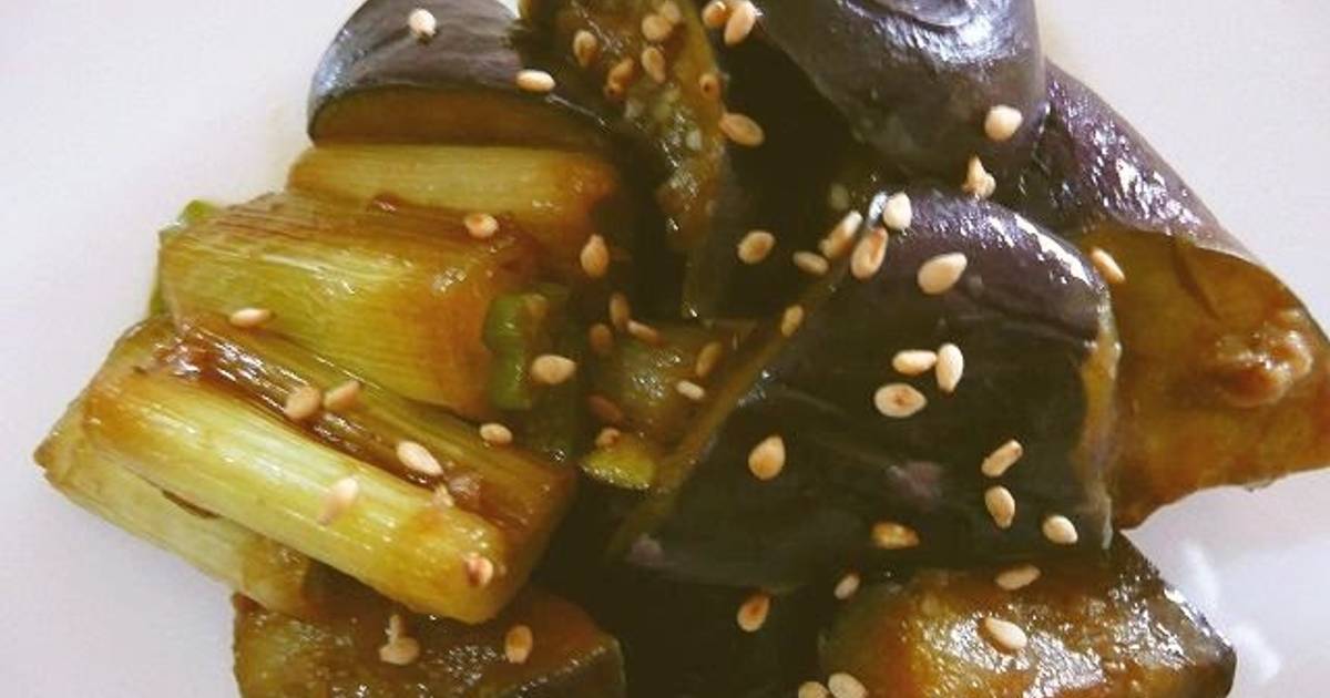 Eggplant and Japanese Leek Stirfry with Miso Recipe by cookpad.japan
