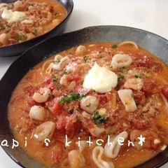 A picture of The Mayo is the Clincher Mediterranean-Style Soup Spaghetti.