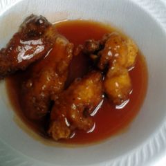 A picture of sweet and sour chicken.