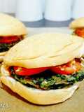 Spinach Burger with pork and beans