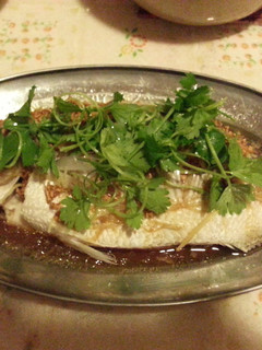 A picture of Steam fish (Asian Sea Bass).