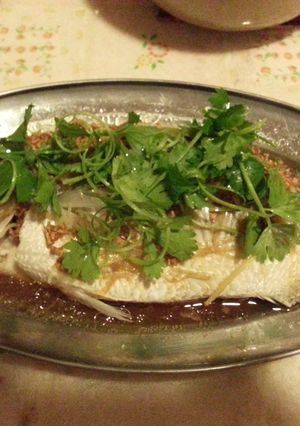 A picture of Steam fish (Asian Sea Bass).