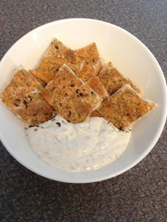 A picture of Homemade Crackers With A Homemade Dip.