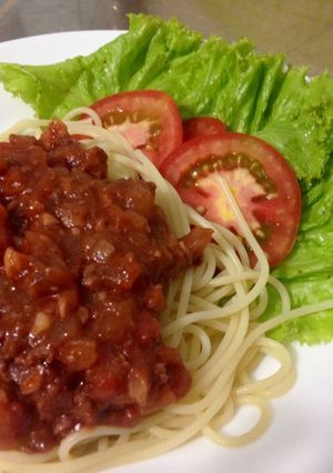 Hình của món Mì spaghetti sốt bò bằm.