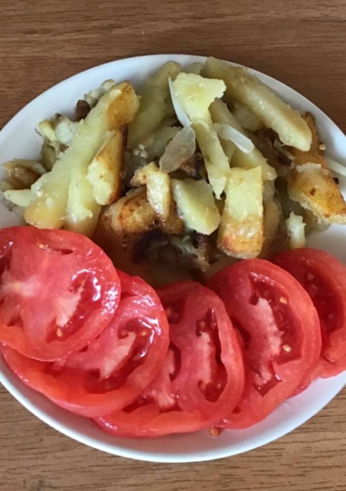 Смажена картопля з баклажаном