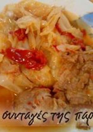 A picture of Cabbage with pork.