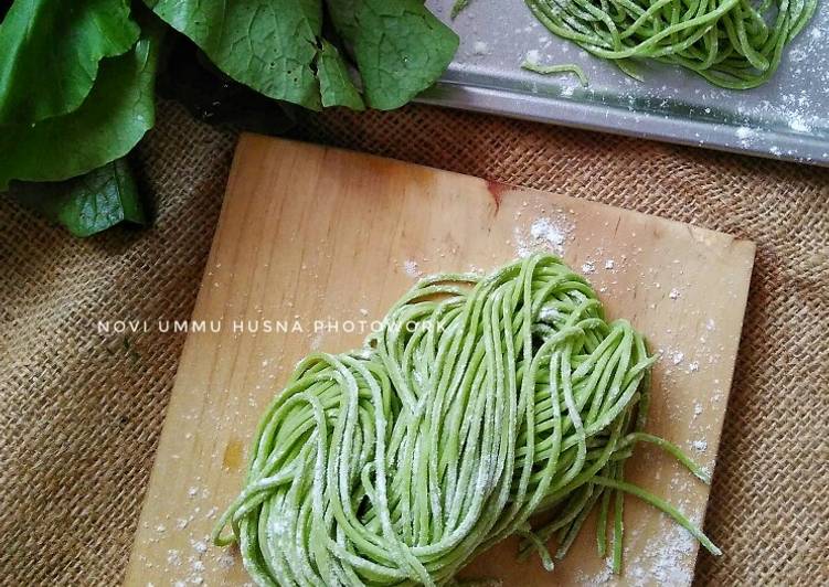 Mie Sawi homemade, alami, kenyal dan sehat