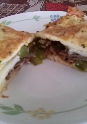 A picture of Dean's Bow-tie Steak, Egg, And Cheese Omelet.