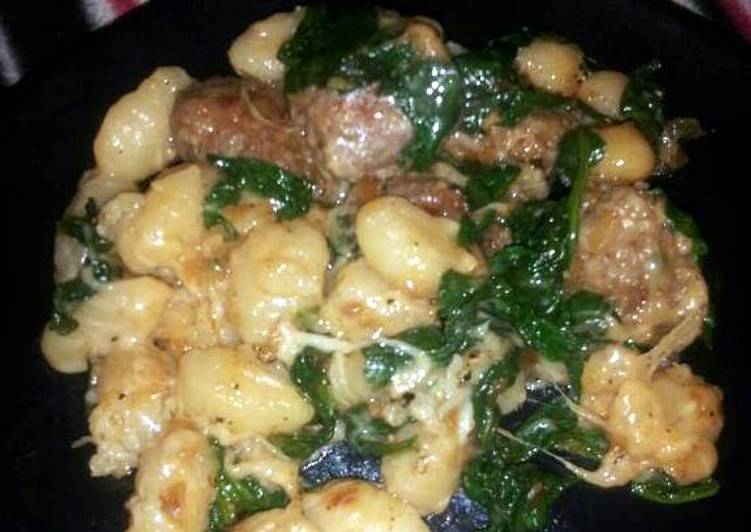 Steps to Cook Quick Gnocchi with Spinach and sausage