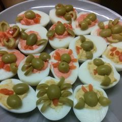 Creepy Crawlers Deviled Eggs A picture of Creepy Crawlers Deviled Eggs.