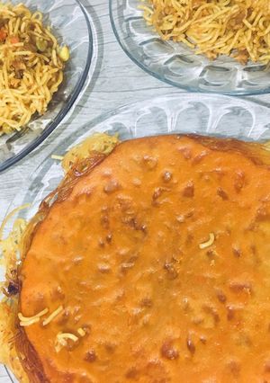 عکسی از دستور ته ديگ ماكاروني با خمير👌