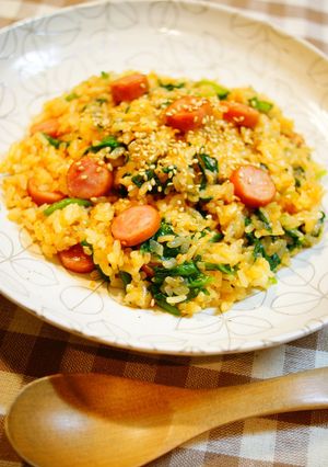 A picture of Mixed Rice with Spiced Spinach.