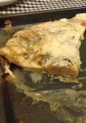 Una foto de Asado a la parrilla de matambre a la pizza de berenjenas y mozzarella