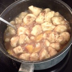 A picture of Peaches and dumplings.