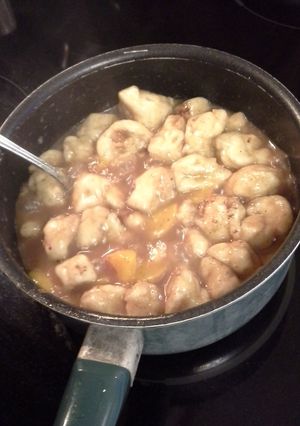 A picture of Peaches and dumplings.