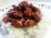 A picture of bourbon chicken