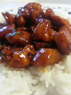 A picture of Bourbon Chicken.