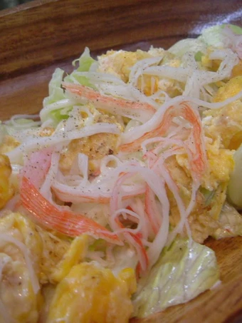 Recipe Lettuce Salad with Crab Stick and Egg Stir-Fry the  Makes Drooling Perfect