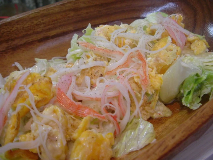 Easy Ways Make|Recipe} Lettuce Salad with Crab Stick and Egg Stir-Fry the Can Spoil the Tongue