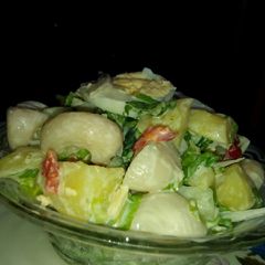 A picture of Potato and macaroni salad.