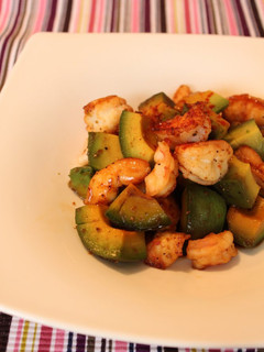 A picture of Shrimp and Avocado Stir Fry with Yuzu Pepper.