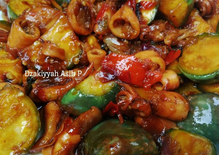Tumis terong lalap&cumi asin