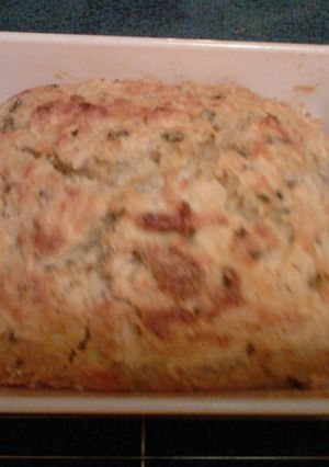 A picture of Cheddar-Chive Beer Bread.